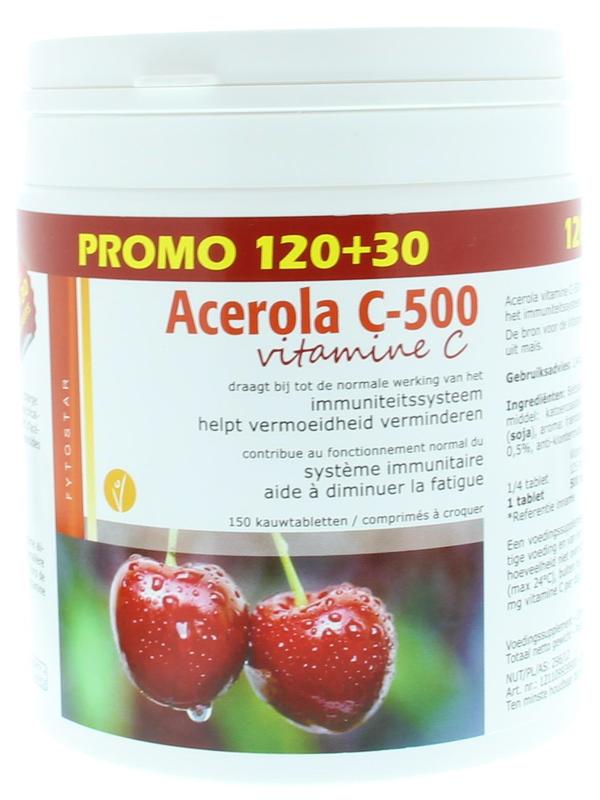 Fytostar Acerola vitamine C 500 kauwtablet  60 - 150 tabletten