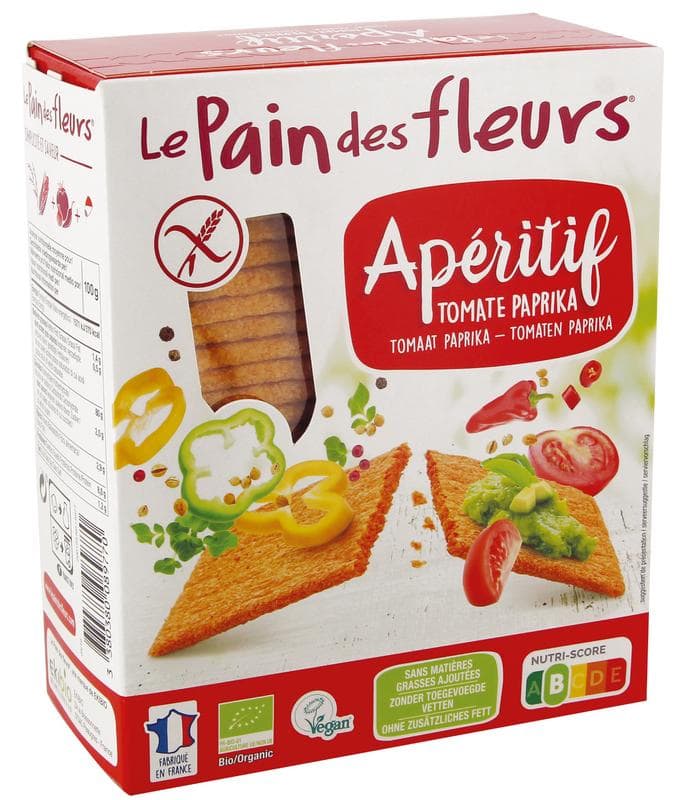 Pain Des Fleurs Aperitif crackers tomaat/paprika bio 150 gram