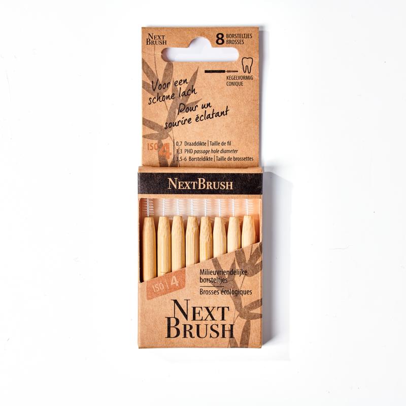 Nextbrush Bamboe interdentale ragers ISO 4 conisch 8 stuks
