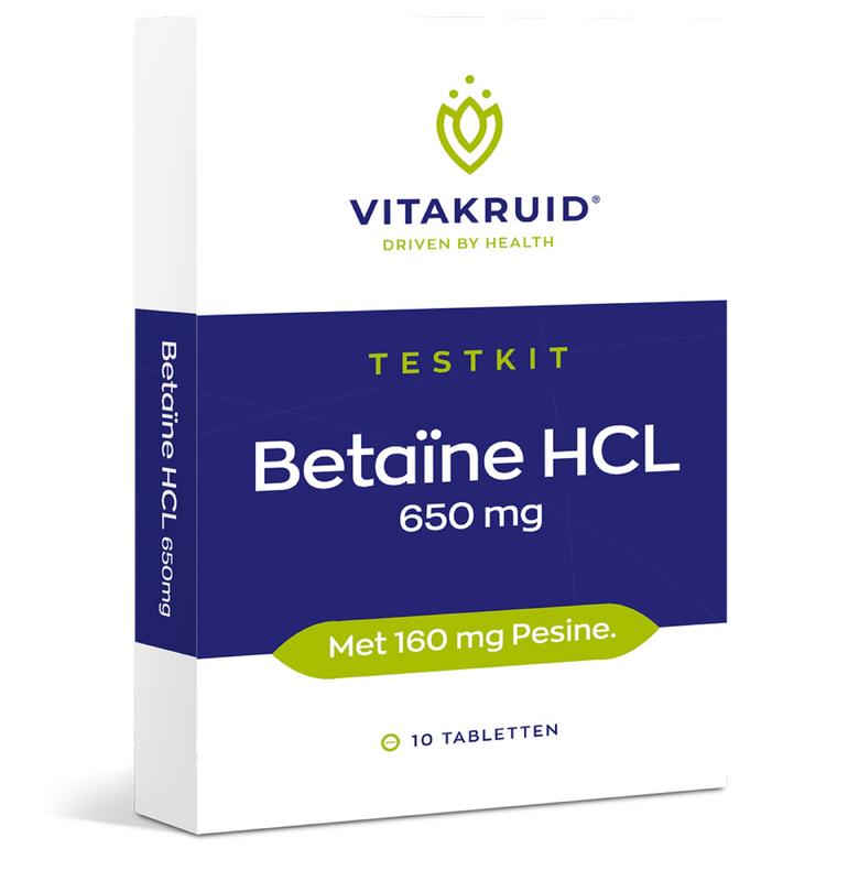 Vitakruid Betaine HCL 650 mg & pepsine 160 mg testkit 10 tabletten