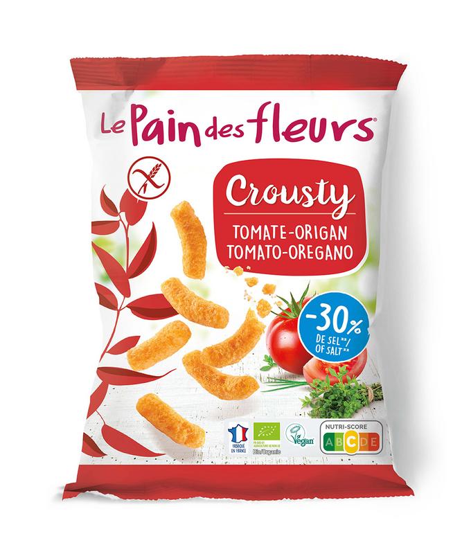 Pain Des Fleurs Chips gepoft tomaat basilicum glutenvrij bio vegan 75 gram