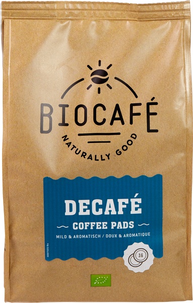Biocafe Coffee pads caffeinevrij bio 36 stuks