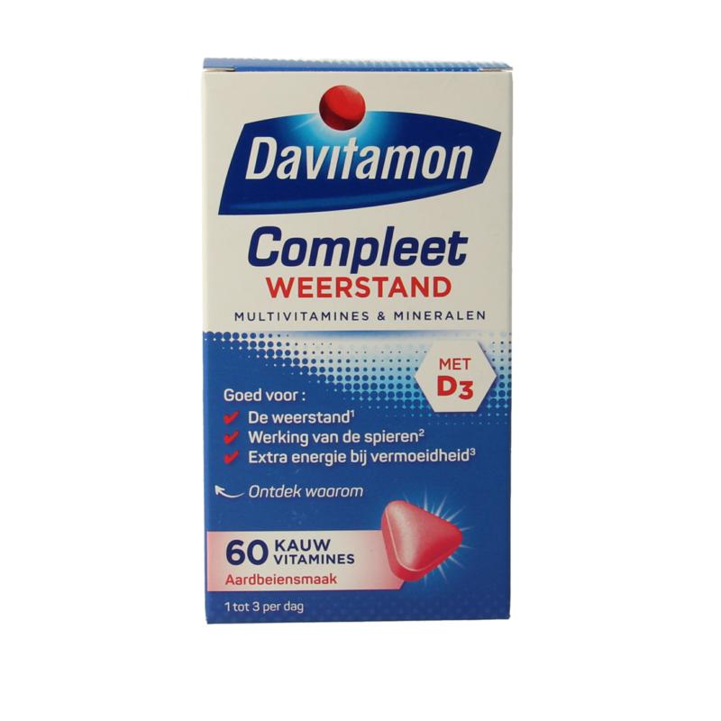 Davitamon Compleet weerstand kauwvitamines aardbei 60 tabletten