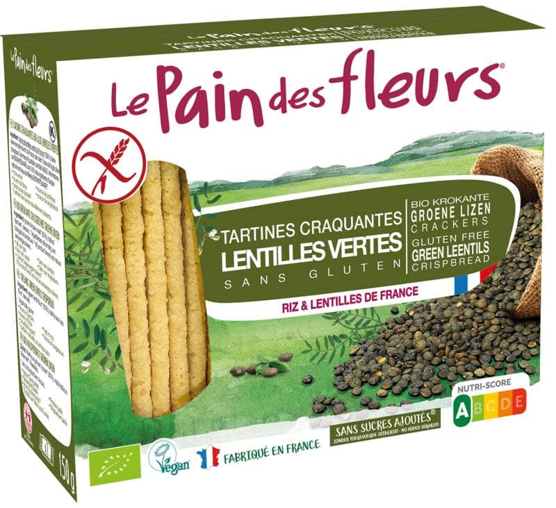 Pain Des Fleurs Crackers groene linzen bio 150 gram
