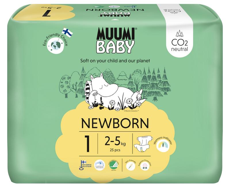 Muumi Baby Eco luiers maat 1 newborn 2-5kg 25 stuks