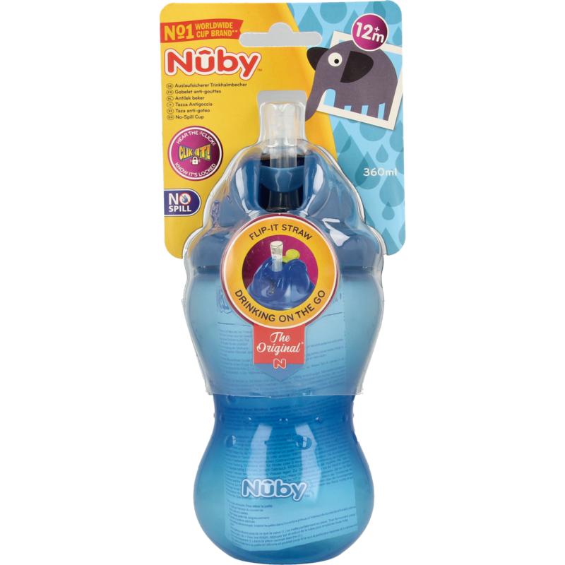 Nuby Flip it  12+ maanden blauw  1st 360 ml