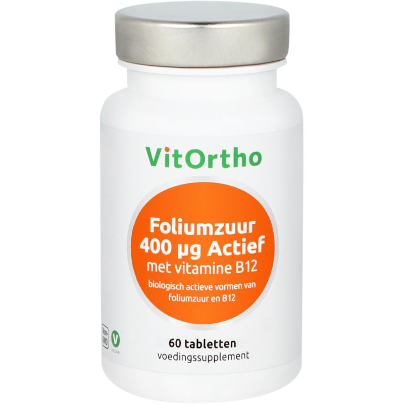 Vitortho Foliumzuur 400 mcg met vitamine B12 60 tabletten