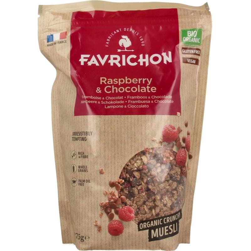 Favrichon Framboos & chocolade crunchy muesli 375 gram