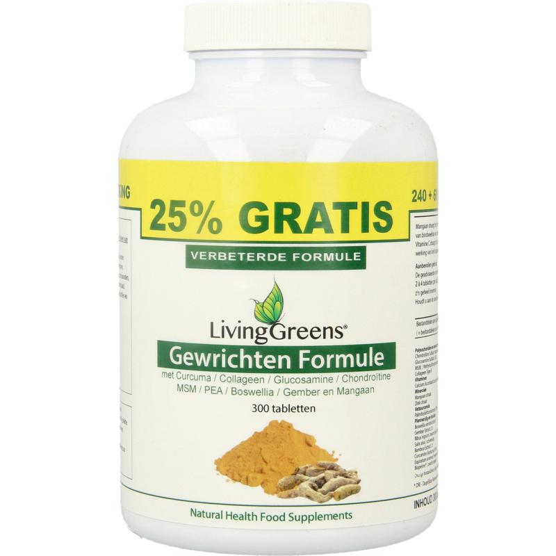 Livinggreens Gewrichten formule curcuma & collageen complex 300 tabletten