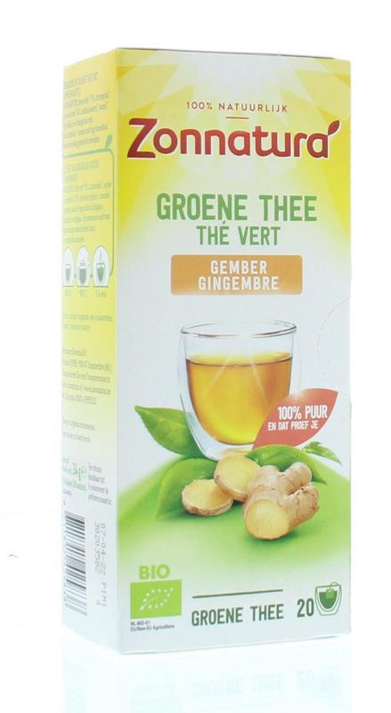 Zonnatura Groene thee gember bio 20 stuks