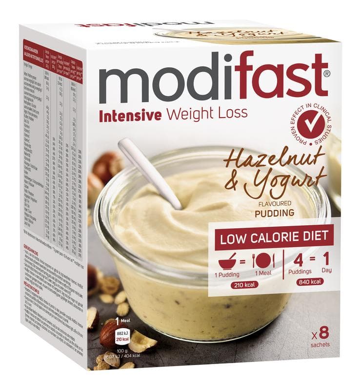 Modifast Intensive pudding hazelnoot & yoghurt 8 zakjes 416 gram