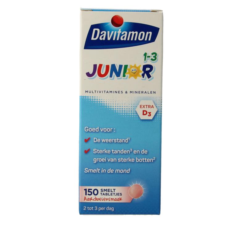 Davitamon Junior 1-3 smelttablet aardbei 150 tabletten