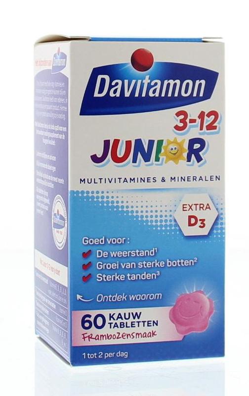 Davitamon Junior 3+ framboos 60 kauwtabletten
