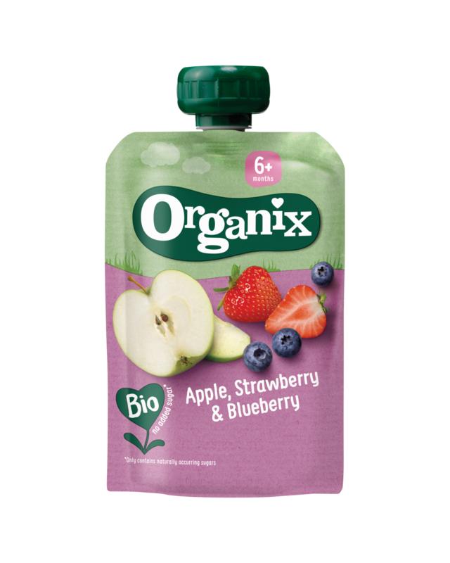 Organix Knijpfruit appel, aardbei en bosbessen 6+M bio 100 gram