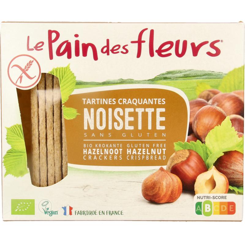 Pain Des Fleurs Krokante bio crackers met hazelnoot glutenvrij 150 gram