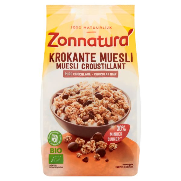 Zonnatura Krokante muesli chocolade bio 375 gram