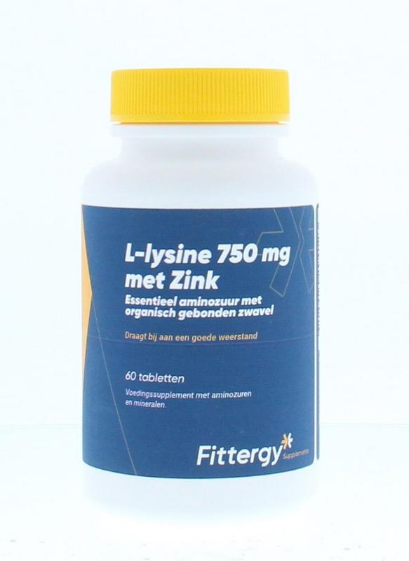 Fittergy L-Lysine 750mg met zink 60 tabletten