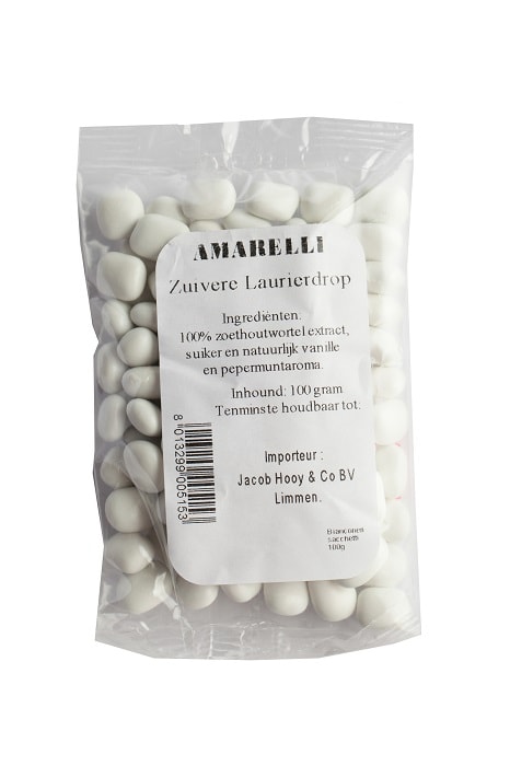 Amarelli Laurierdrop pepermunt wit zakje 100 gram