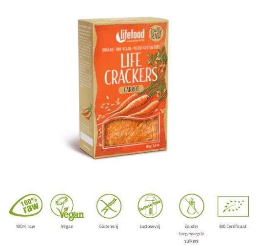 Lifefood Life crackers wortel bio 80 gram