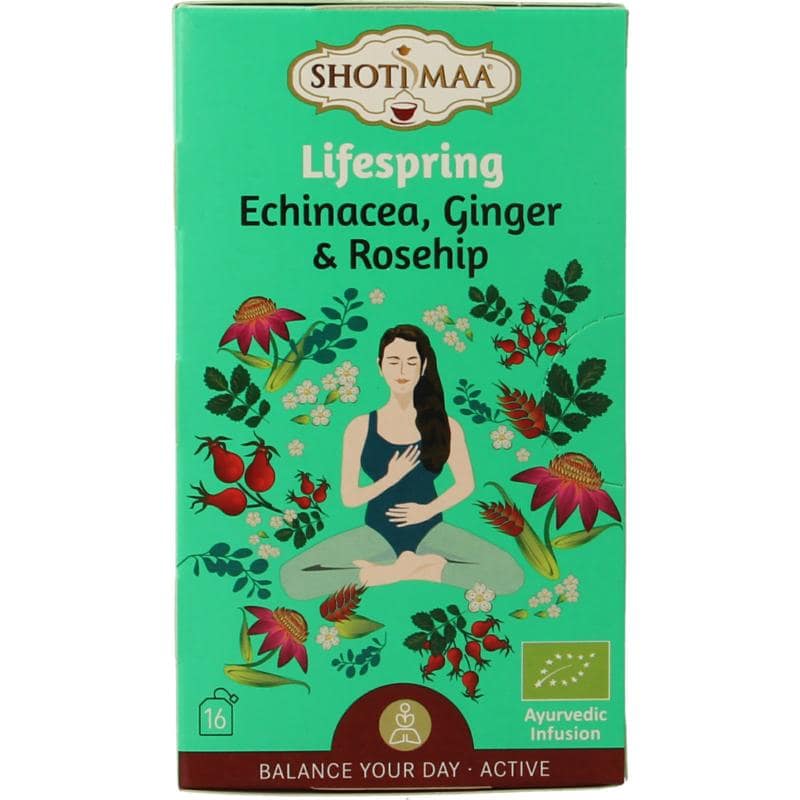 Shoti Maa Lifespring echinacea, ginger & rosehip bio 16 stuks