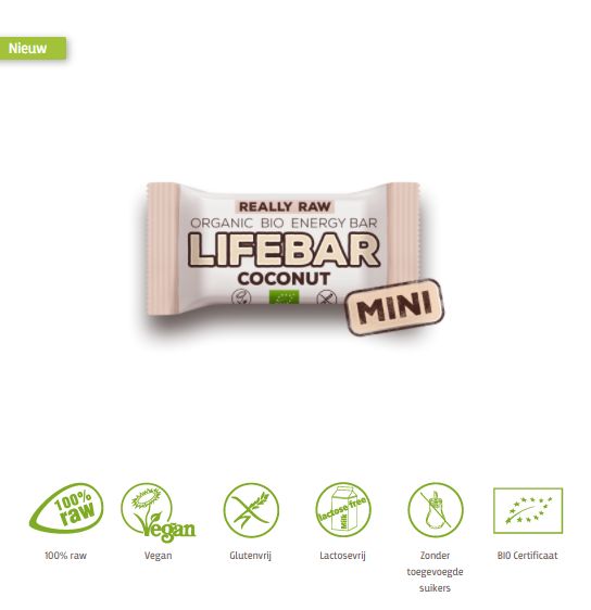 Lifefood Mini lifebar energiereep kokos raw & bio 25 gram