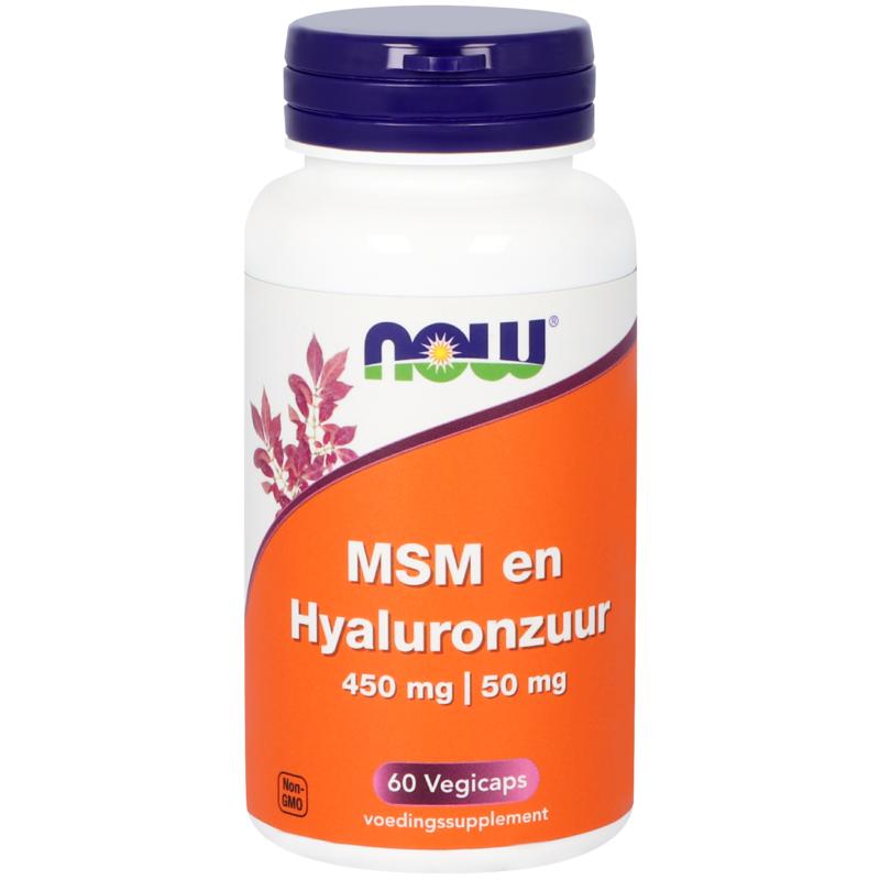 NOW MSM 450 mg en Hyaluronzuur 50 mg 60 vegan capsules