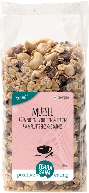 Terrasana Muesli 40% noten & vruchten & zaden bio 450 gram