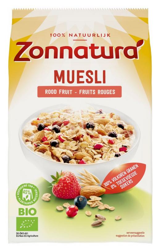 Zonnatura Muesli rood fruit bio 375 gram