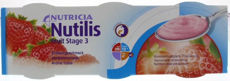 Nutricia Nutilis fruit stage 3 aardbei 3x150 gram  3x 150 gram