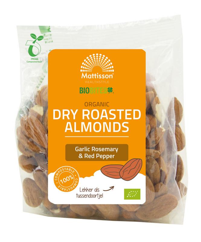 Mattisson Organic roasted almonds gar; rosemary red pepp bio 175 gram