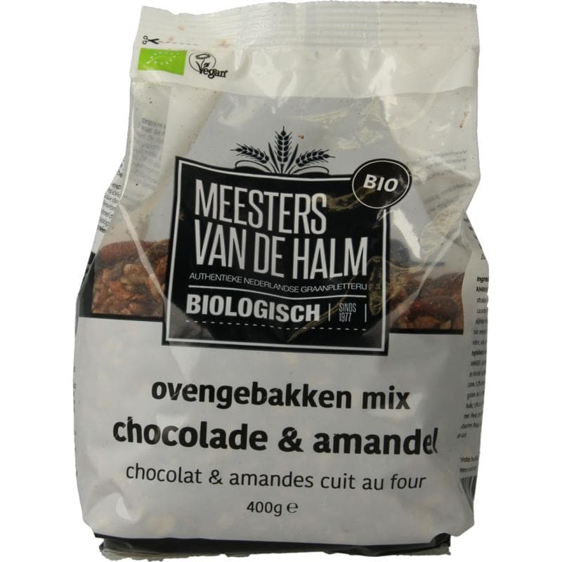 De Halm Ovengebakken mix chocolade en amandel bio 400 gram