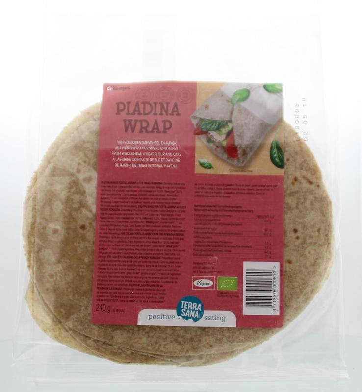 Terrasana Piadina wraps tarwe en haver bio 240 gram