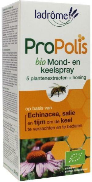 Ladrome Propolis keel- en mondspray bio 30 ml
