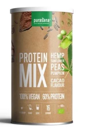 Purasana Protein mix pea sunflower hemp cacao vegan bio 400 gram