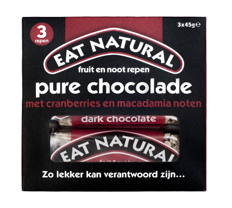 Eat Natural Pure chocolade cranberry macadamia 45 gram  3x 45 gram