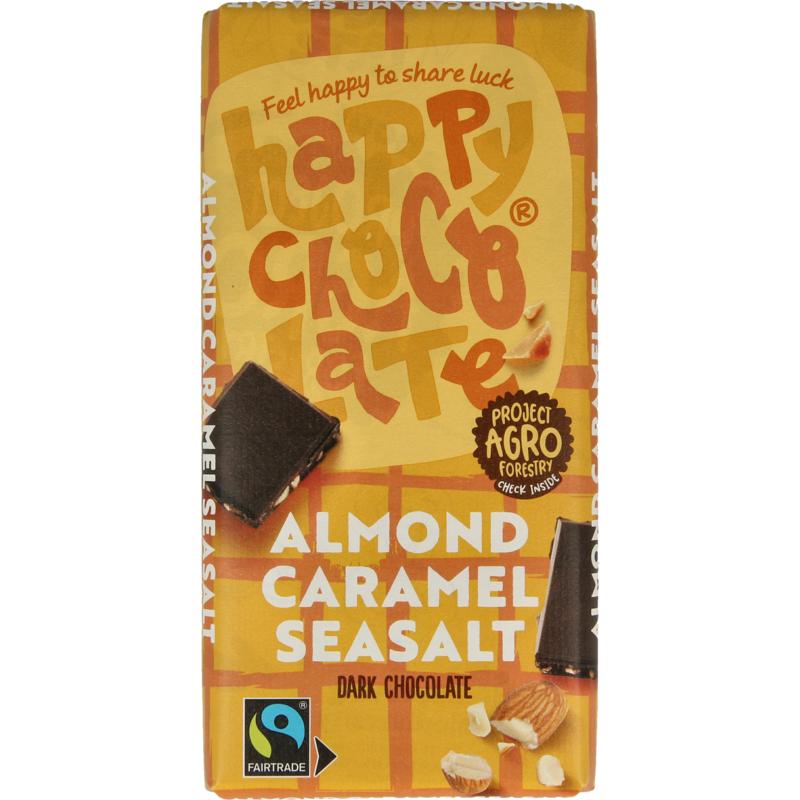 Happy Chocolate Puur amandel karamel zeezout bio 100 gram
