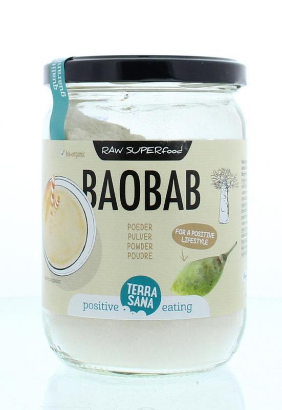 Terrasana Raw baobab poeder in glas bio 190 gram