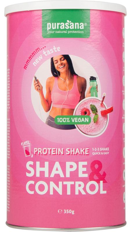 Purasana Shape & control proteine shake aardbei-framboos 350 gram