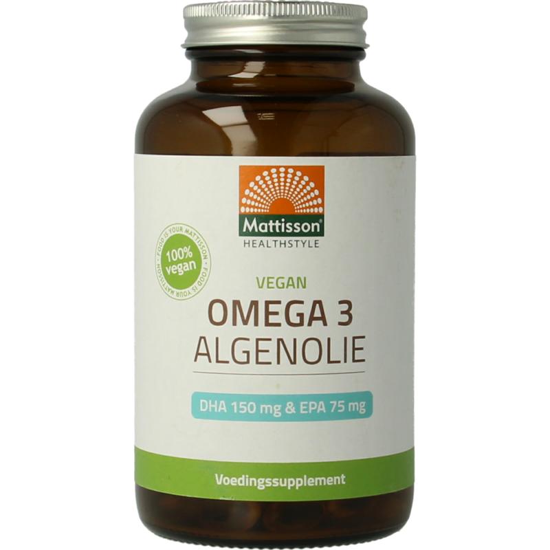 Mattisson Vegan omega 3 algenolie DHA 150mg EPA 75mg 60 - 180 vegan capsules