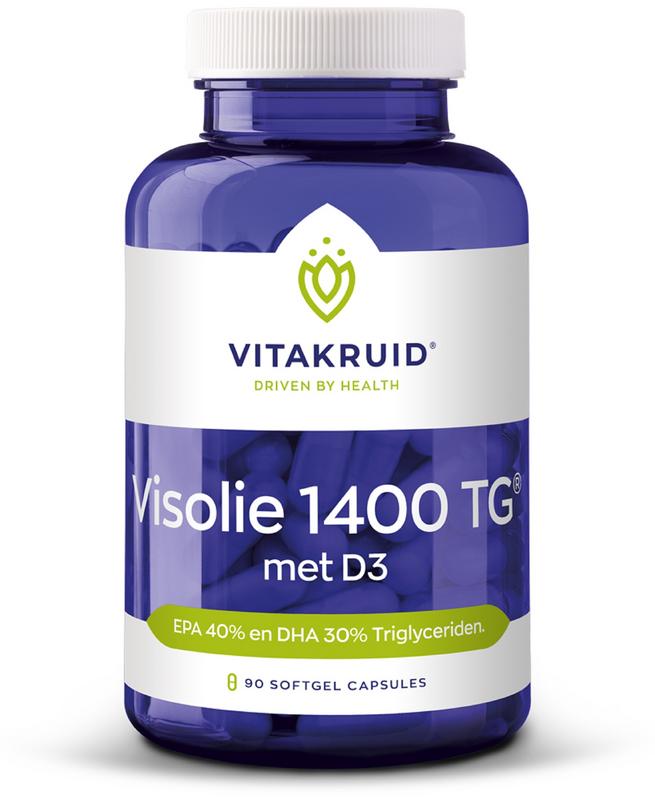Vitakruid Visolie 1400 + D3 triglyceriden EPA 40% DHA 30% 90 softgels