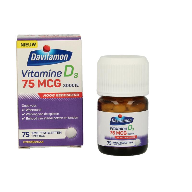 Davitamon Vitamine D volwassenen 75mcg smelttablet 75 tabletten