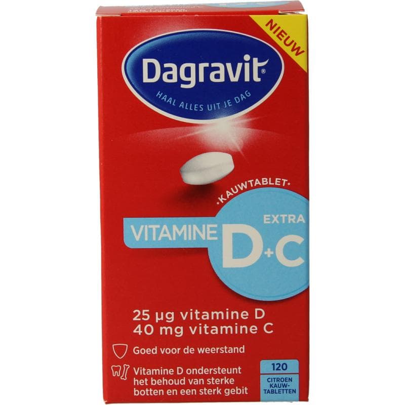 Dagravit Vitamine D3 25mcg vitamine C 120 kauwtabletten