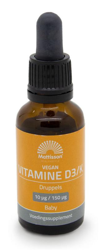 Mattisson Vitamine D3/k baby 10mcg/150mcg vegan druppels 25 ml