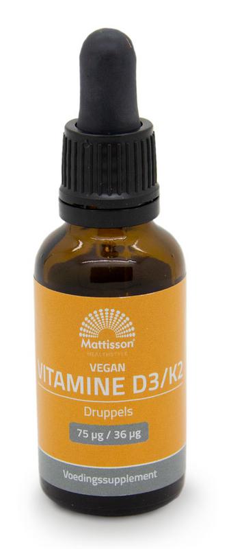Mattisson Vitamine D3/K2 75mcg/36mcg vegan druppels 25 ml