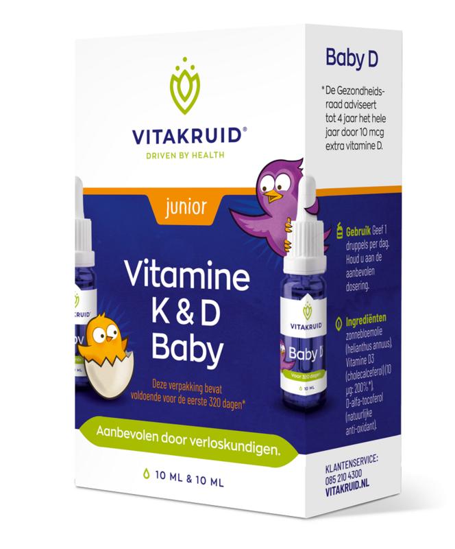 Vitakruid Vitamine K & D baby druppels   2x10ml 10 ml