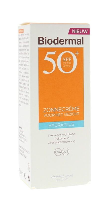 Biodermal Zonnecreme gezicht hydraplus SPF50 50 ml