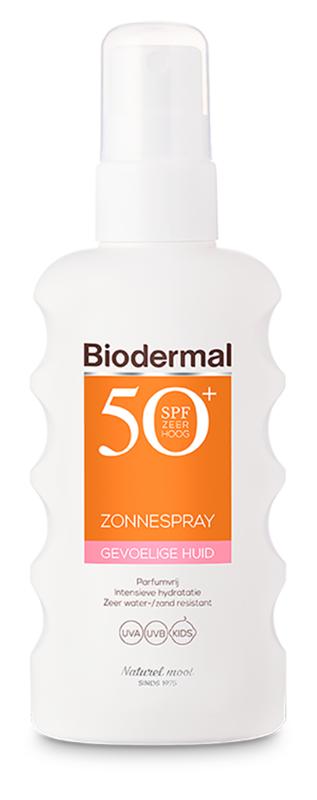 Biodermal Zonnespray gevoelige huid SPF50+ 175 ml