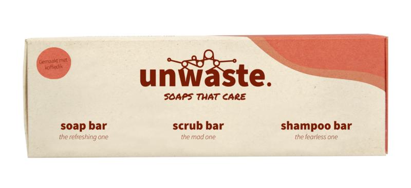 Unwaste Giftset coffee soap scrub shampoo 1 stuks