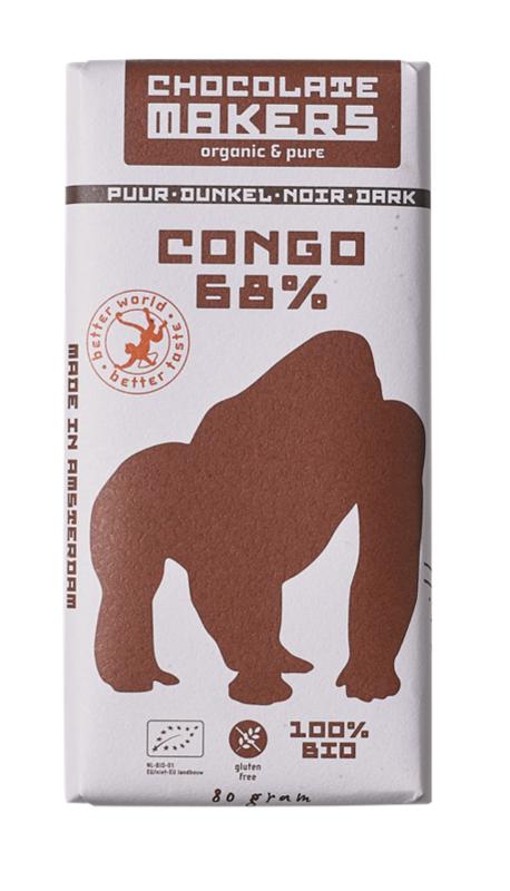 Chocolatemakers Gorilla bar 68% puur bio 80 gram