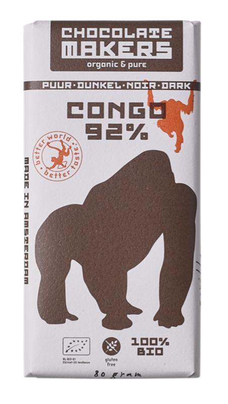 Chocolatemakers Gorilla extra puur 92% bio 80 gram